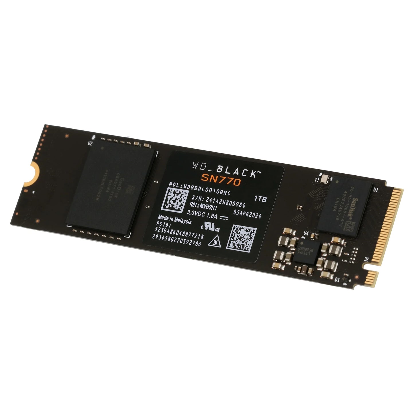 Ultra-Fast Black 1TB SN770 NVMe SSD - Gen4 PCIe M.2 2280 – Speeds Up to 5,150 MB/s