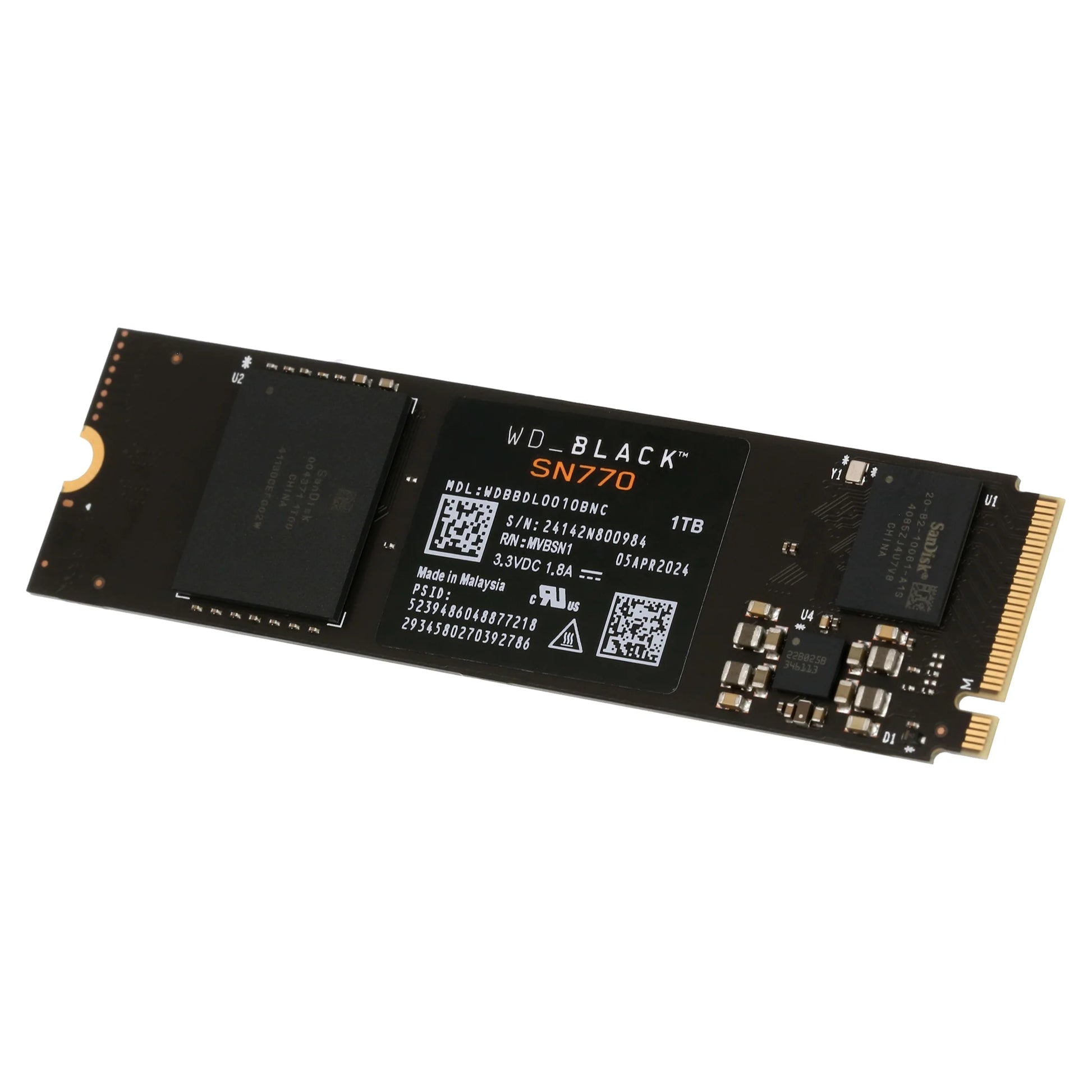 Ultra-Fast Black 1TB SN770 NVMe SSD - Gen4 PCIe M.2 2280 – Speeds Up to 5,150 MB/s