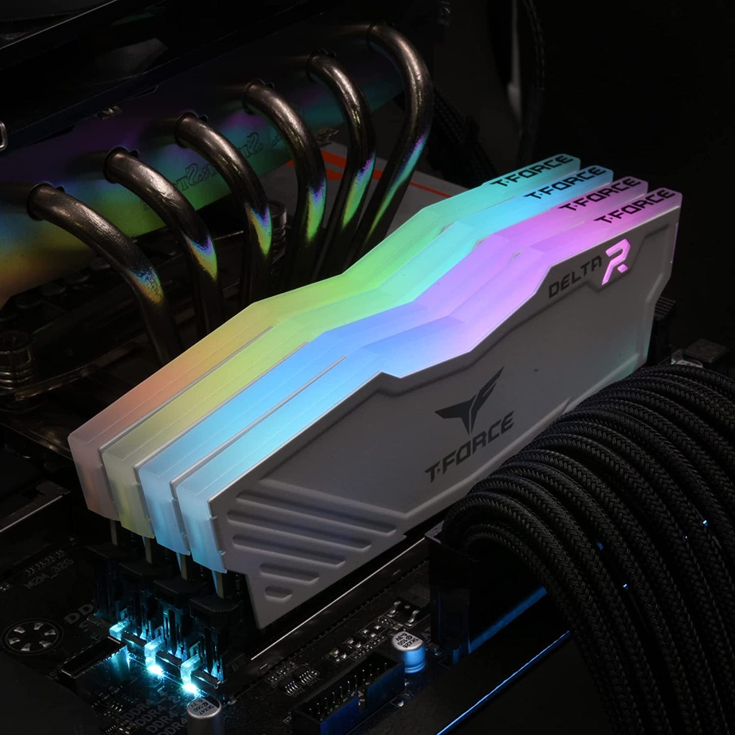 T-Force Delta RGB 32GB (2x16GB) DDR4 3600MHz Gaming RAM - White Module, CL18