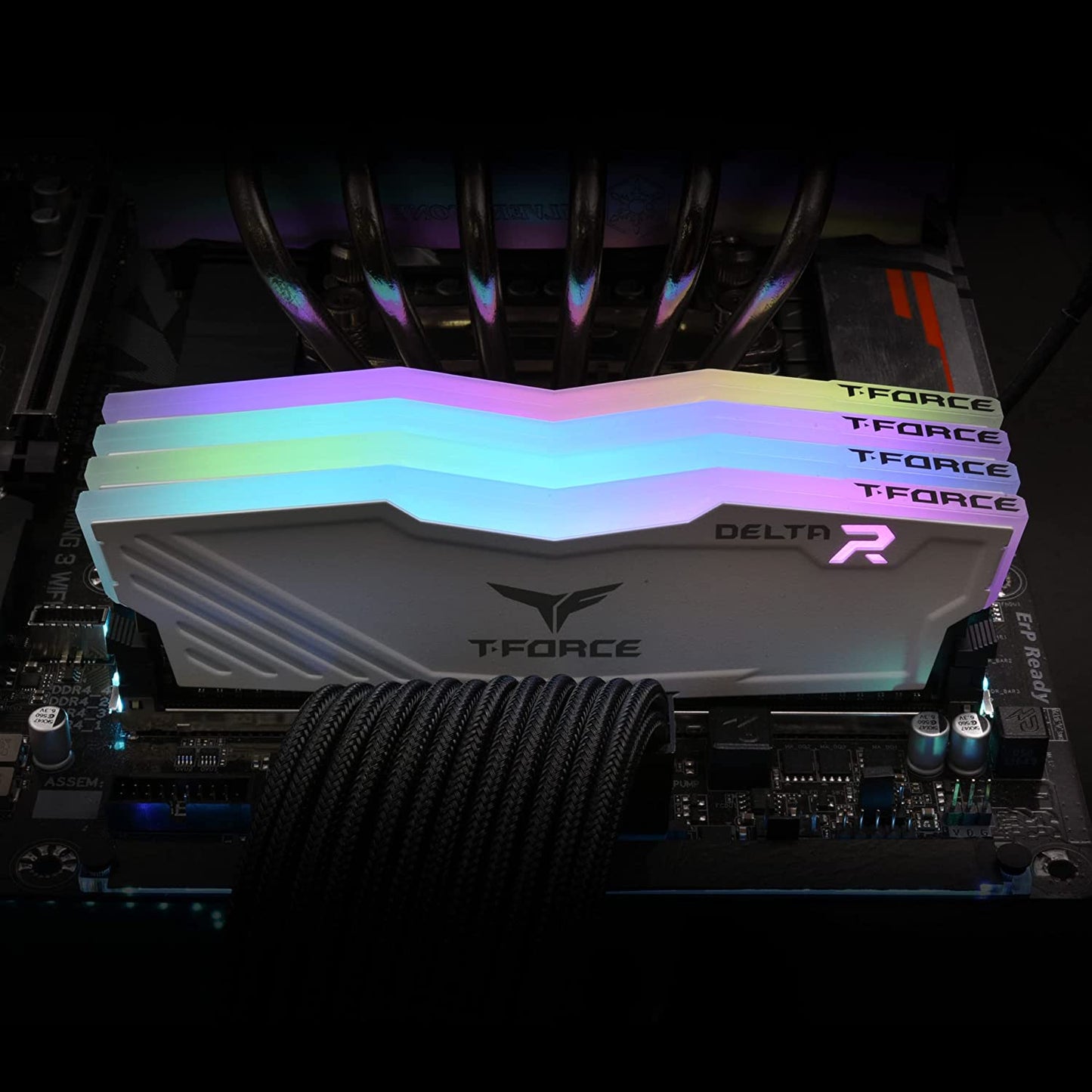 T-Force Delta RGB 32GB (2x16GB) DDR4 3600MHz Gaming RAM - White Module, CL18