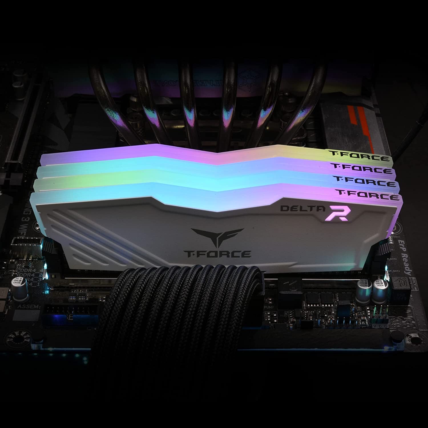 T-Force Delta RGB 32GB (2x16GB) DDR4 3600MHz Gaming RAM - White Module, CL18
