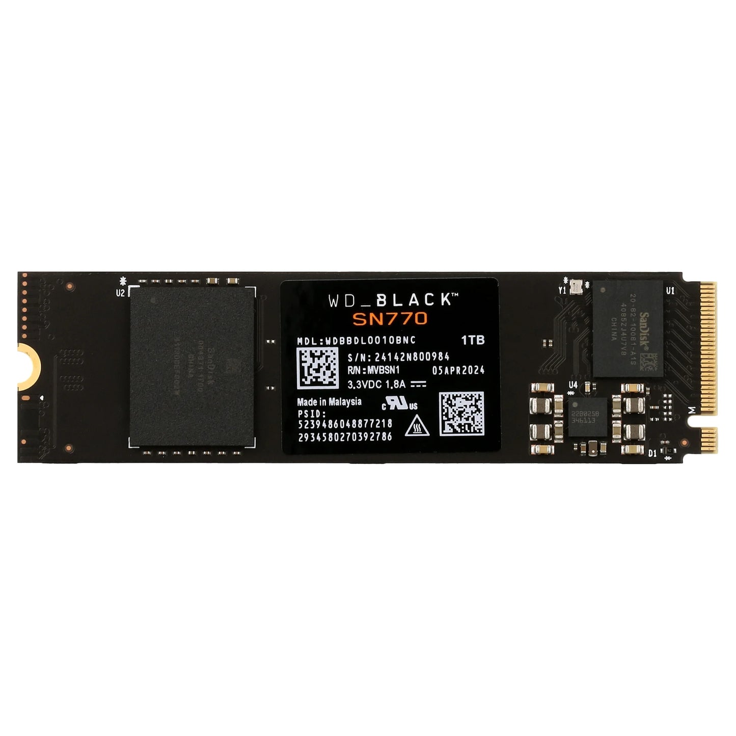 Ultra-Fast Black 1TB SN770 NVMe SSD - Gen4 PCIe M.2 2280 – Speeds Up to 5,150 MB/s