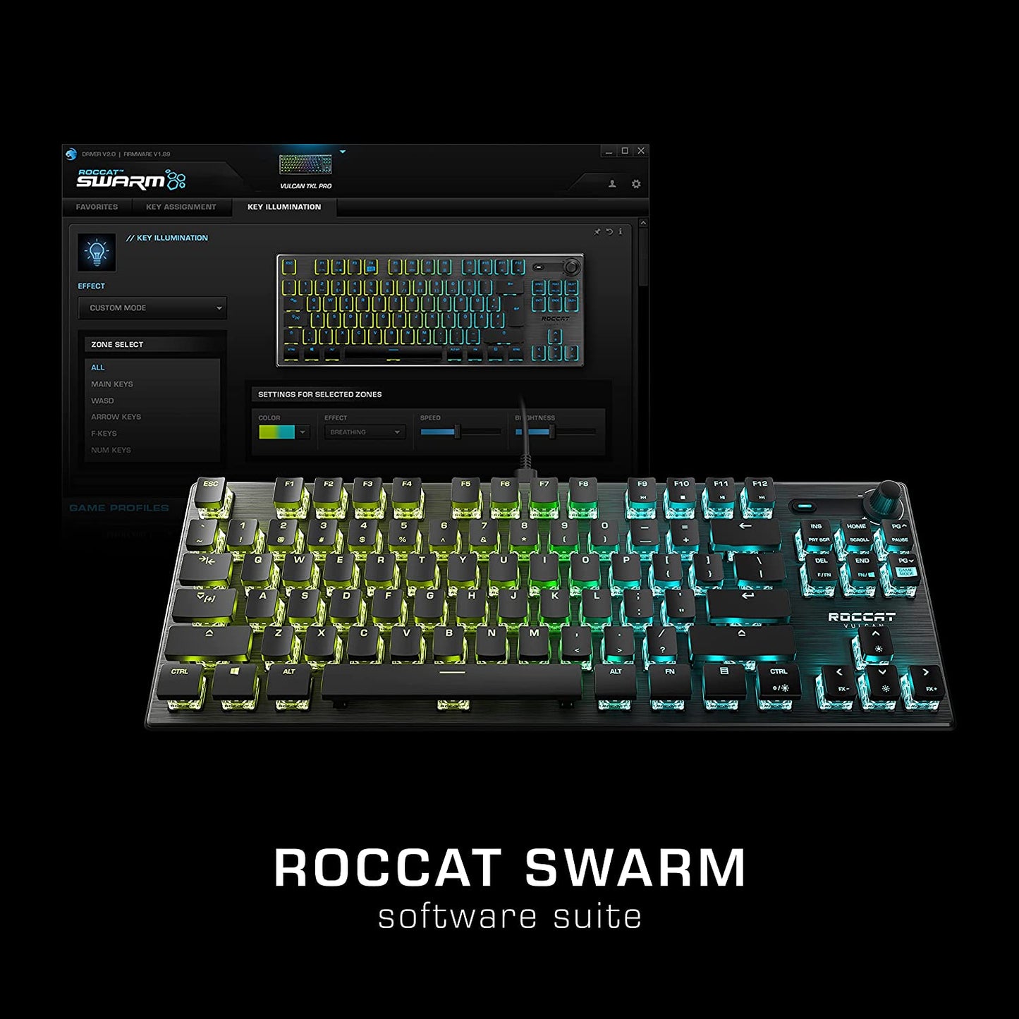 Vulcan TKL RGB Gaming Keyboard - Compact Tenkeyless Design with Titan Switches and Anodized Aluminum Finish
