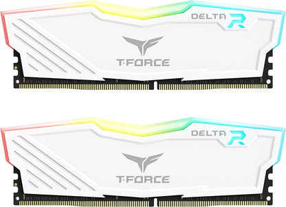 T-Force Delta RGB 32GB (2x16GB) DDR4 3600MHz Gaming RAM - White Module, CL18