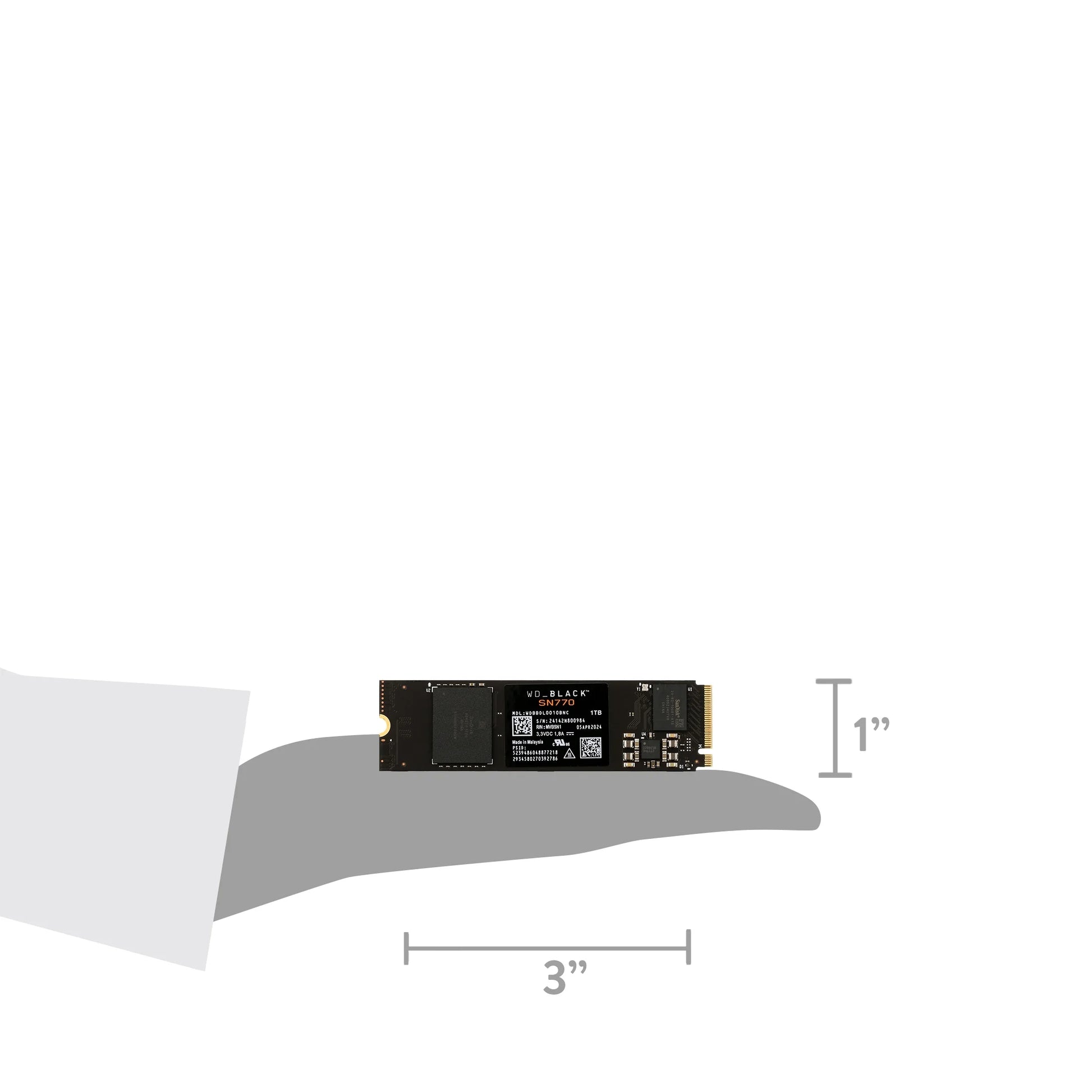 Ultra-Fast Black 1TB SN770 NVMe SSD - Gen4 PCIe M.2 2280 – Speeds Up to 5,150 MB/s