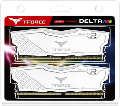 T-Force Delta RGB 32GB (2x16GB) DDR4 3600MHz Gaming RAM - White Module, CL18