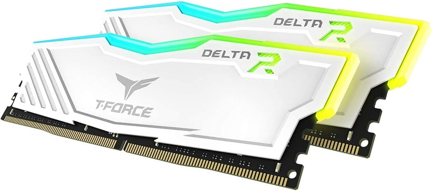 T-Force Delta RGB 32GB (2x16GB) DDR4 3600MHz Gaming RAM - White Module, CL18