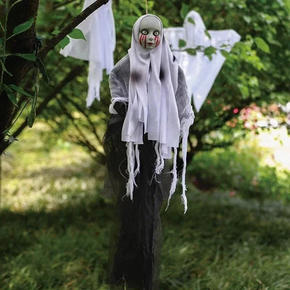 Halloween Hanging Ghost Decorations – Scary Skull Gauze Props for Haunted House, Porch & Party Ornaments (1–3 PCS)