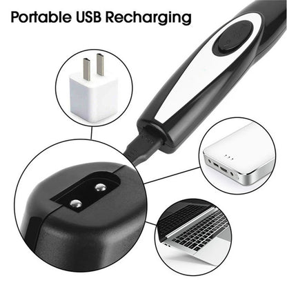 Black USB charging cable with connectors and devices on a white background