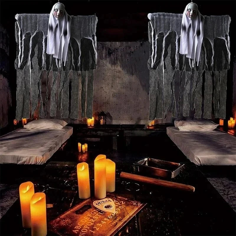 Halloween Hanging Ghost Decorations – Scary Skull Gauze Props for Haunted House, Porch & Party Ornaments (1–3 PCS)