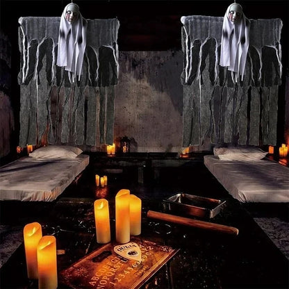 Halloween Hanging Ghost Decorations – Scary Skull Gauze Props for Haunted House, Porch & Party Ornaments (1–3 PCS)