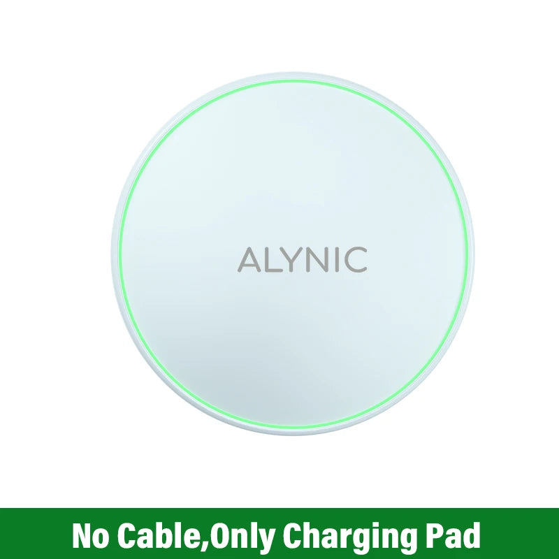Wireless charging pad with 'ALYNIC' branding on a white background