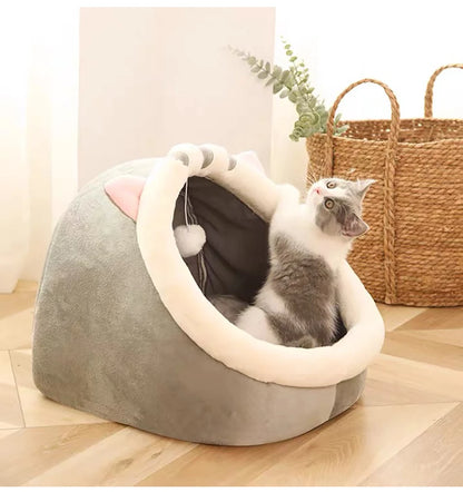Foldable Cartoon Pet Bed with Removable & Washable Cushion