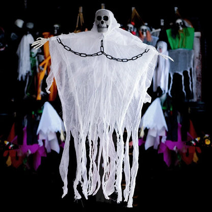 Halloween Hanging Ghost Decorations – Scary Skull Gauze Props for Haunted House, Porch & Party Ornaments (1–3 PCS)