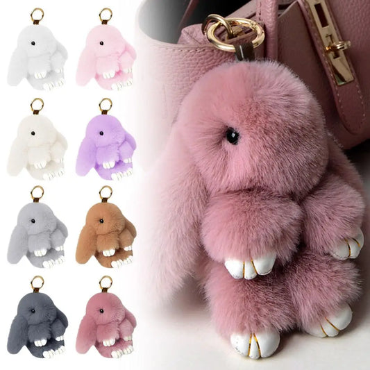 Fur Rabbit Doll Charm Keychain