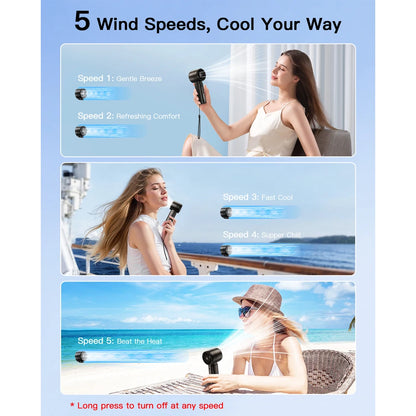 ColdSky Handheld Mini Fan – 4000mAh Portable Rechargeable Fan with LED Display & 5-Speed Turbo Modes