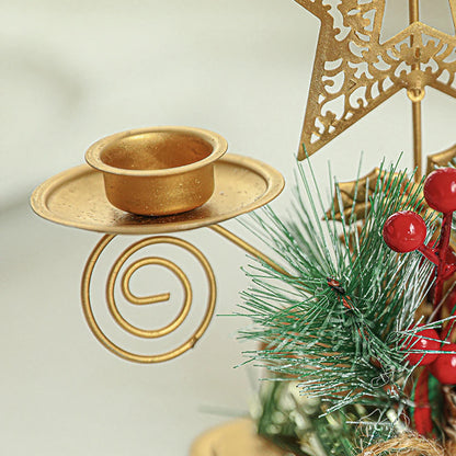 Christmas Candle Holder – Golden Iron Snowflake, Star, Tree & Reindeer Candlestick