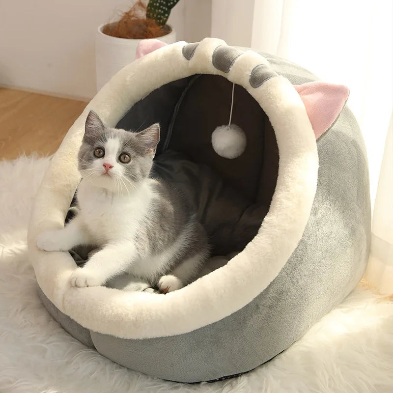 Foldable Cartoon Pet Bed with Removable & Washable Cushion