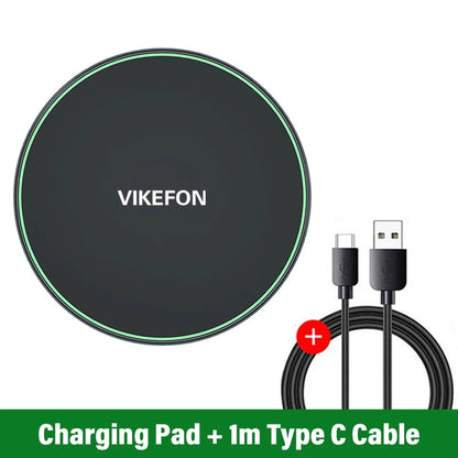 VIKEFON charging pad with 1m Type C cable on a white background