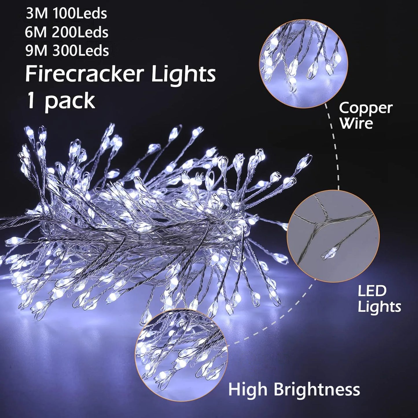 USB Power LED Firecracker String Christmas Lights