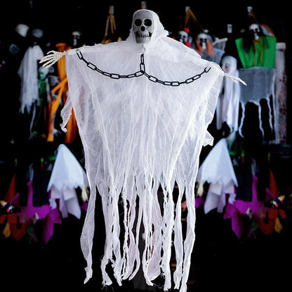 Halloween Hanging Ghost Decorations – Scary Skull Gauze Props for Haunted House, Porch & Party Ornaments (1–3 PCS)