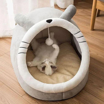 Foldable Cartoon Pet Bed with Removable & Washable Cushion