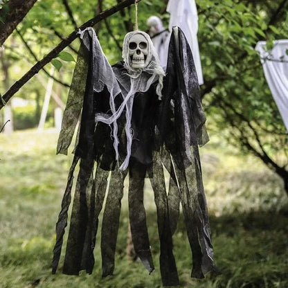 Halloween Hanging Ghost Decorations – Scary Skull Gauze Props for Haunted House, Porch & Party Ornaments (1–3 PCS)