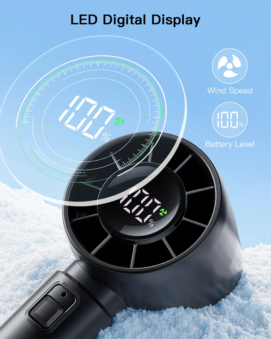 ColdSky Handheld Mini Fan – 4000mAh Portable Rechargeable Fan with LED Display & 5-Speed Turbo Modes