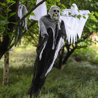 Halloween Hanging Ghost Decorations – Scary Skull Gauze Props for Haunted House, Porch & Party Ornaments (1–3 PCS)