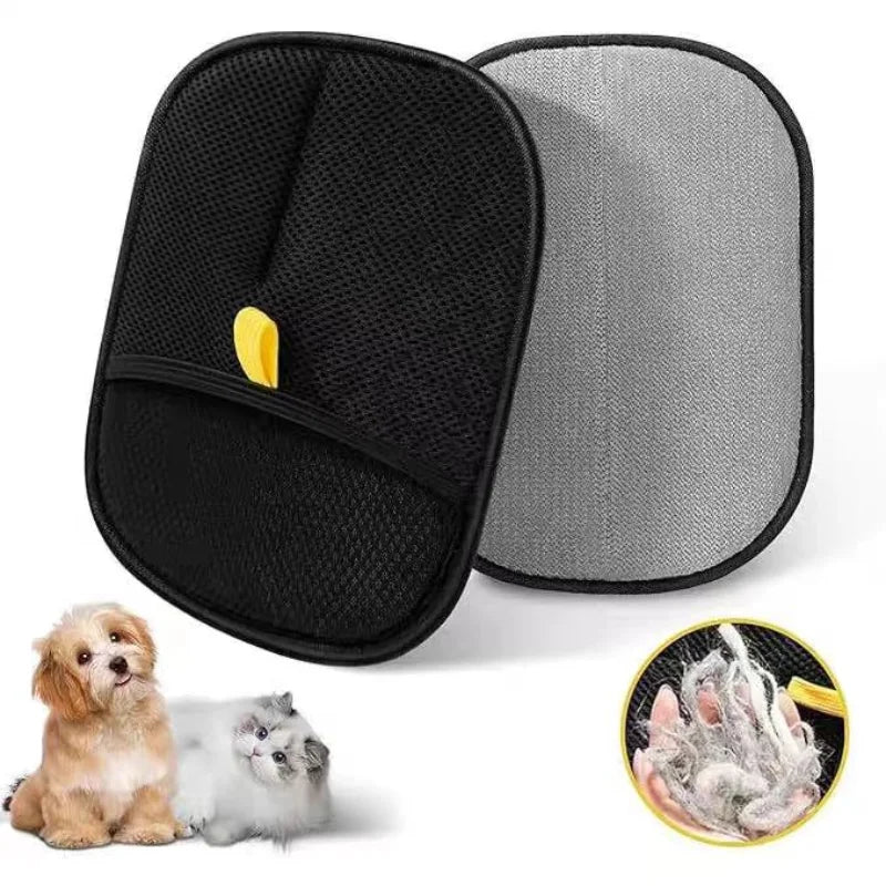 Car sunshade with pet hair removal tool, showing pet hair on a white background.
