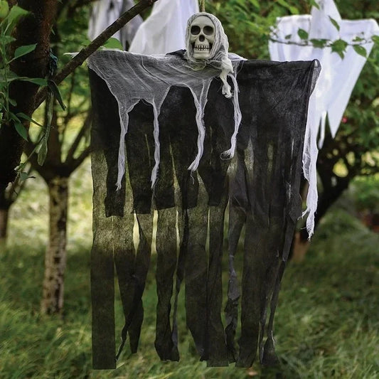 Halloween Hanging Ghost Decorations – Scary Skull Gauze Props for Haunted House, Porch & Party Ornaments (1–3 PCS)