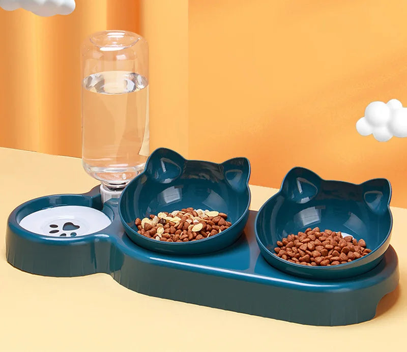 3-in-1 Cat Feeder with Automatic Water Dispenser