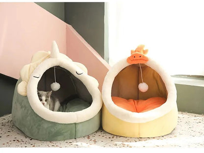Foldable Cartoon Pet Bed with Removable & Washable Cushion
