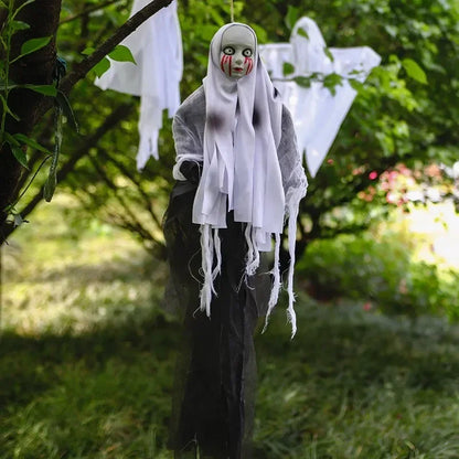 Halloween Hanging Ghost Decorations – Scary Skull Gauze Props for Haunted House, Porch & Party Ornaments (1–3 PCS)