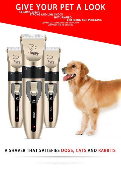 Dog grooming shaver with a dog on a white background