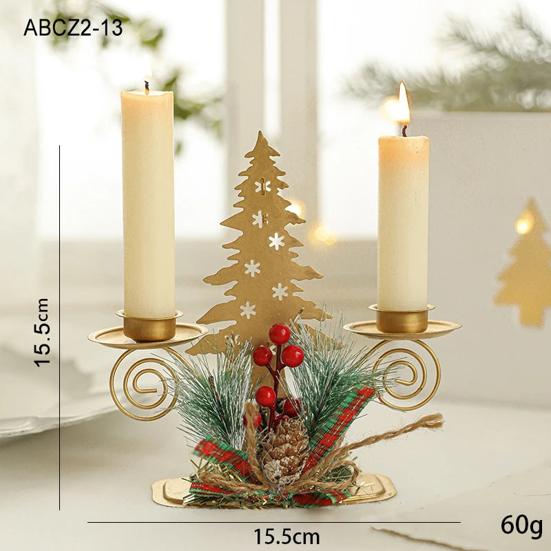 Christmas Candle Holder – Golden Iron Snowflake, Star, Tree & Reindeer Candlestick