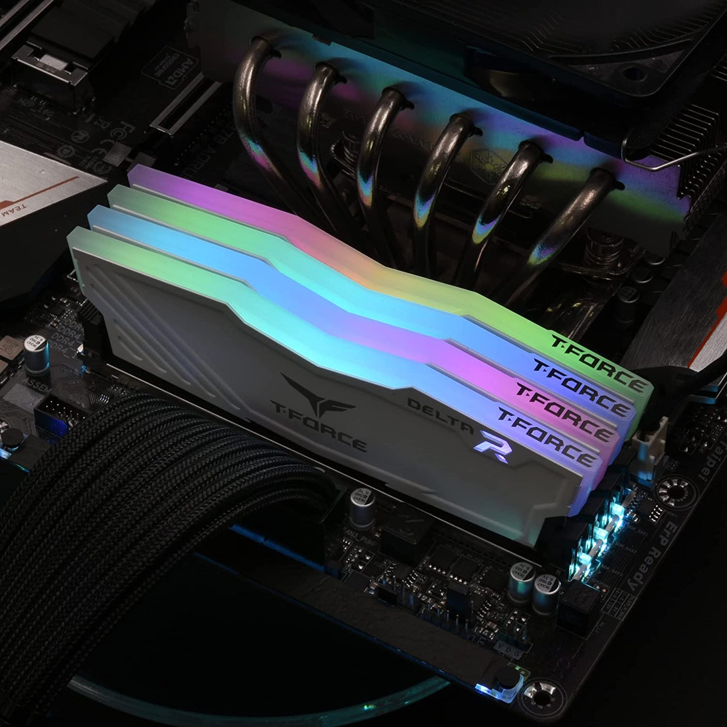 T-Force Delta RGB 32GB (2x16GB) DDR4 3600MHz Gaming RAM - White Module, CL18