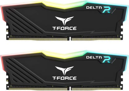 T-Force Delta RGB 16GB (2x8GB) DDR4 3200MHz CL16 Desktop RAM - High Performance Memory Module in Black