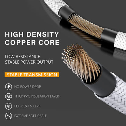 Custom PSU Extension Cable - 30CM Soft Nylon Braided Sleeved PC Power Supply Cable with Comb Kit - 24PIN/8PIN to 6+2PIN/8PIN to 4+4PIN - Stylish White